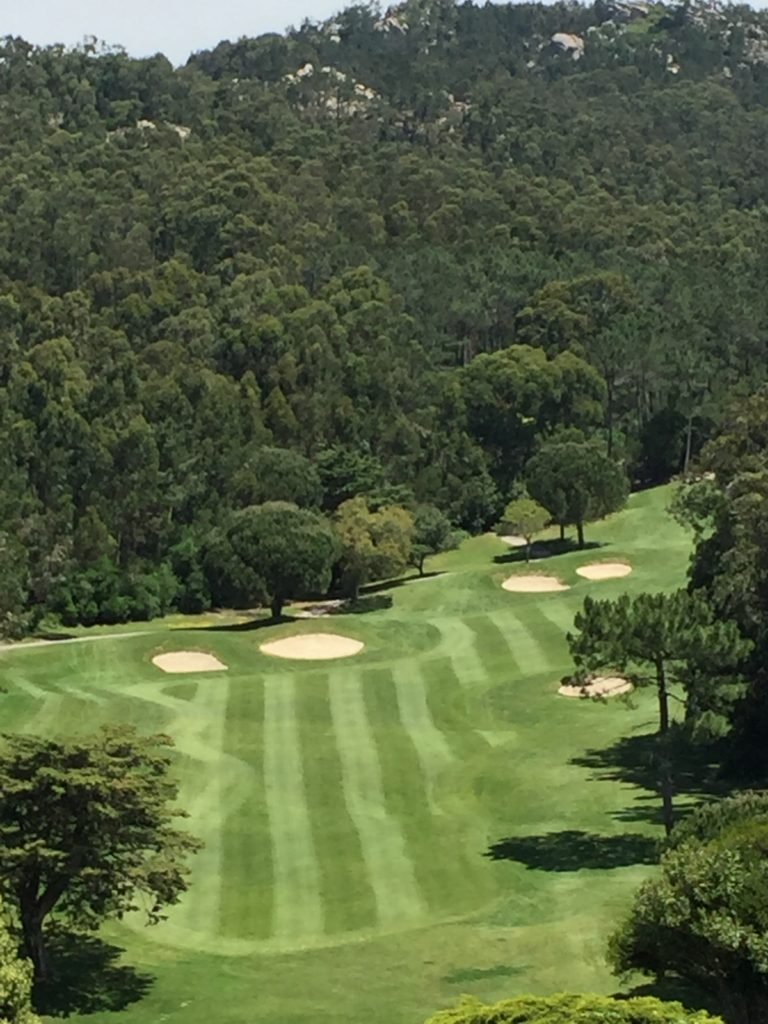 As you can see, the 16th at Penha Longa plays from a very elevated tee; as you can't see, the green is almost as elevated