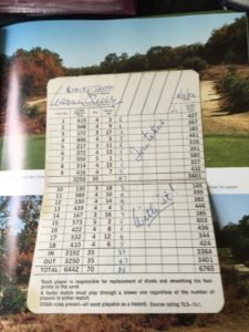 My Pine Valley card from April 1984: thrilled to bits with an 86 because of that back nine